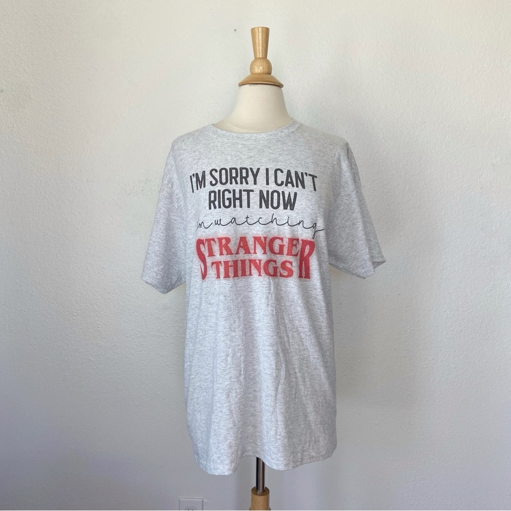 Light Grey Stranger Things Graphic Short Sleeve Crew Neck T-Shirt